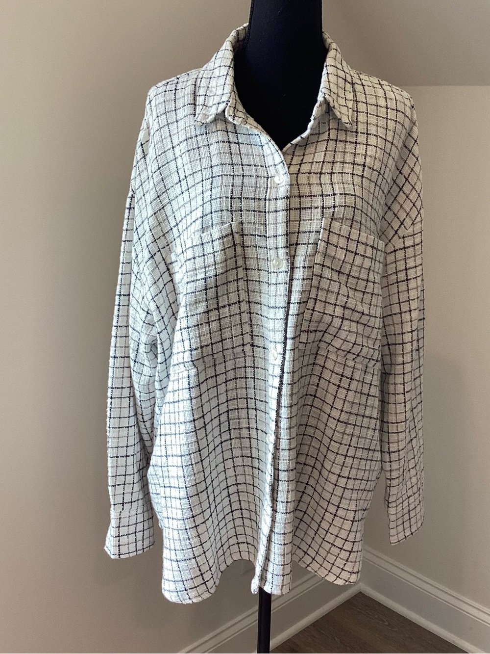 Abercrombie Men’s  Oversized‎ Textured Grid Shacket Quiet Luxury Coastal size XL